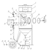 Schematische illustratie van de Contracor BlastRazor Z-25 / Z-50 met genummerde onderdelen voor duidelijke identificatie.